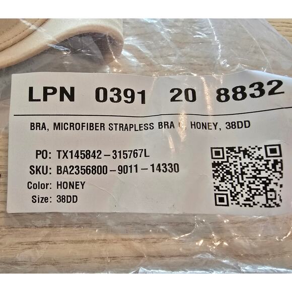 Savage X Fenty Microfiber Strapless Bra –‎ 38DD, Honey Nude, NWT - Picture 5 of 5
